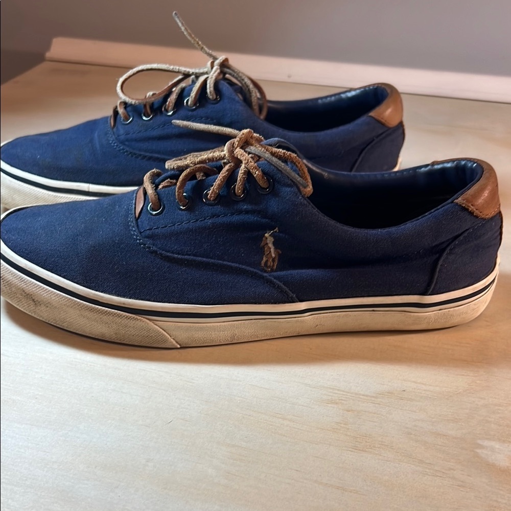 Y2K Polo by Ralph Lauren Blue and Brown Sneakers Classic Canvas Style